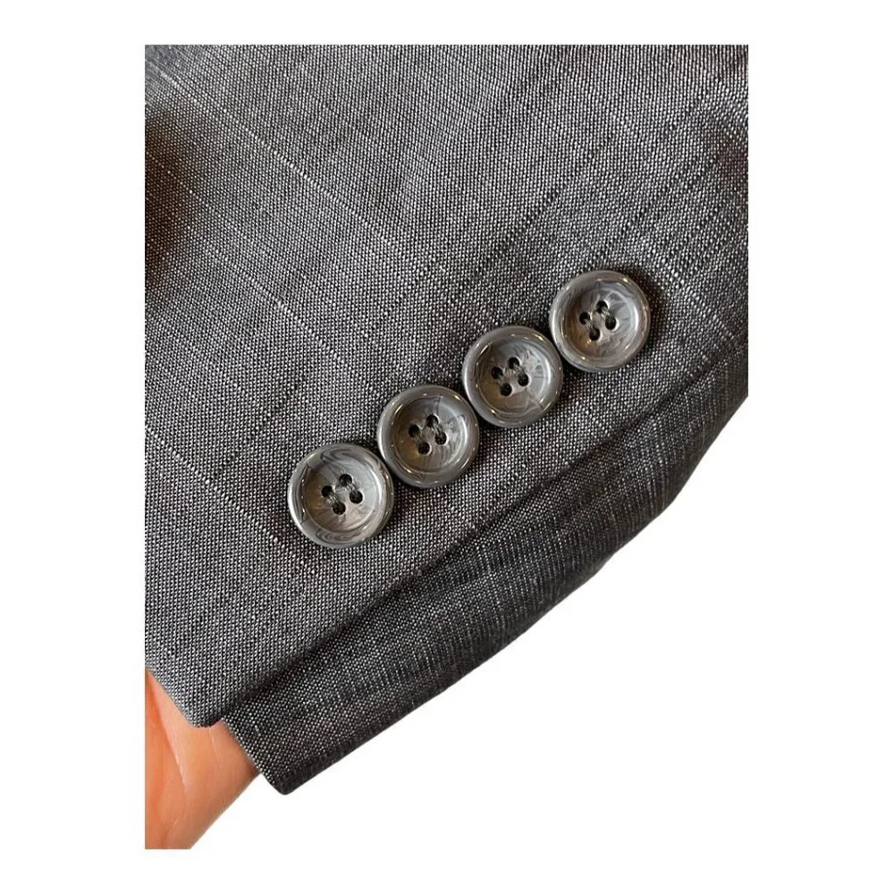 Caravelli Collezione Gray Single Breasted Two Button Close Oxford Blazer Size 44